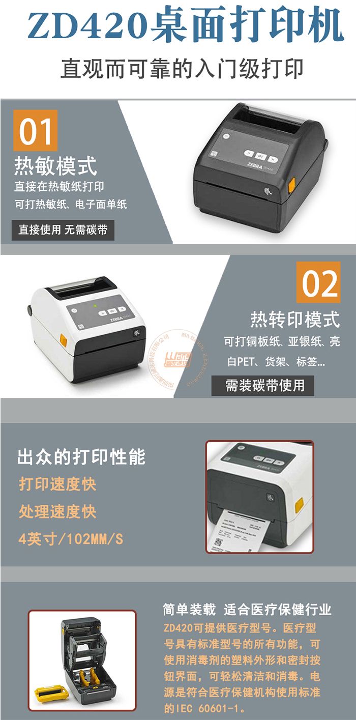 Zebra斑马ZD420热敏/热转印桌面打印机(图1)